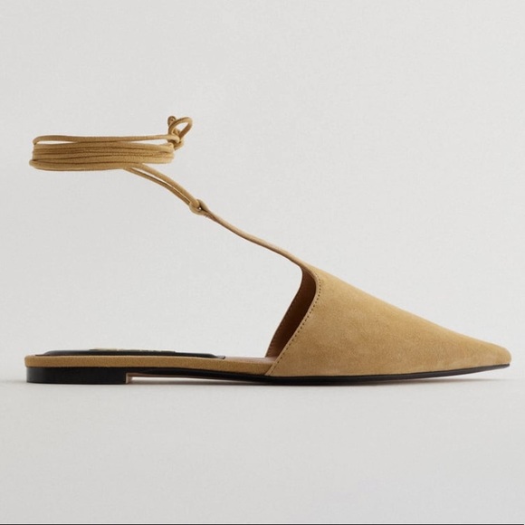 Zara Shoes - Zara tan color tied leather pointed mules